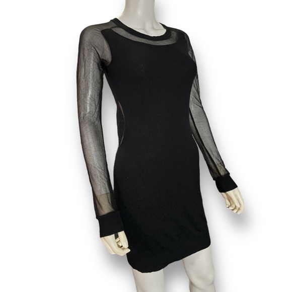 ALL SAINTS Lour Black Cashmere Wool Angora Sheer Cutout Mini Sweater Dress 6 - Picture 3 of 11